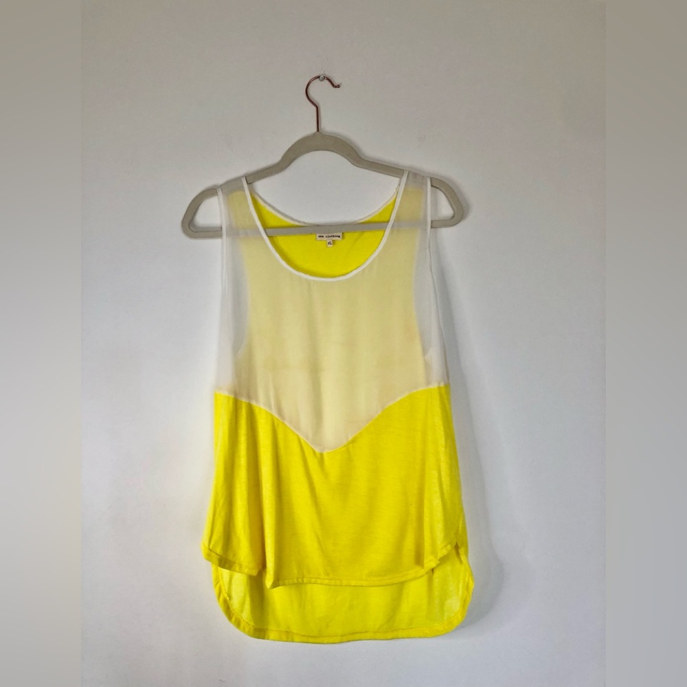 Yellow and White Sheer Top, Extra Large